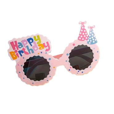 Ochelari Decorativi, Cyrax, pentru Petrecere, din ABS, Unisex, Model Happy Birthday, 13.5 x 8.5 cm, Roz