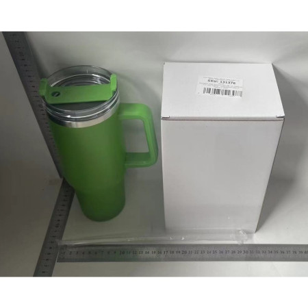 Cana Termos din Plastic, Cyrax, pentru Bauturi Calde si Reci, cu Maner, 9.9x9.9x27 cm, Verde