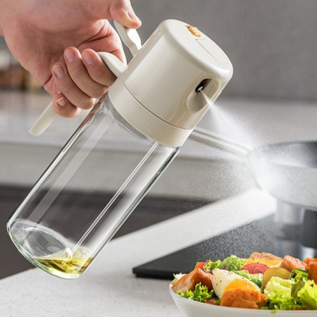 Dispenser pentru Ulei, Cyrax, prin Curgere si Pulverizare, Deschidere si Inchidere Automata a Rezervorul, 550mL, 11.4x7.8x22.8cm, Gri