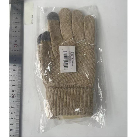 Manusi de Dama,  Functie Touchscreen (ecran tactil), Material Acril Tricotat, Manseta Elastica, Interior Catifelat, Marime Universala, Bej