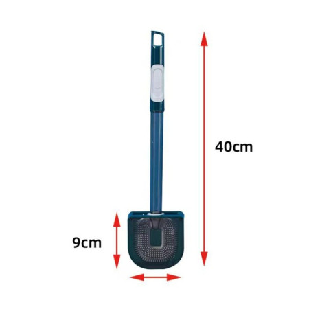 Perie de Toaleta,  cu Recipient pentru Detergent, din Plastic+TPR, Montare fara Perforare, 40 x 9 cm, Verde