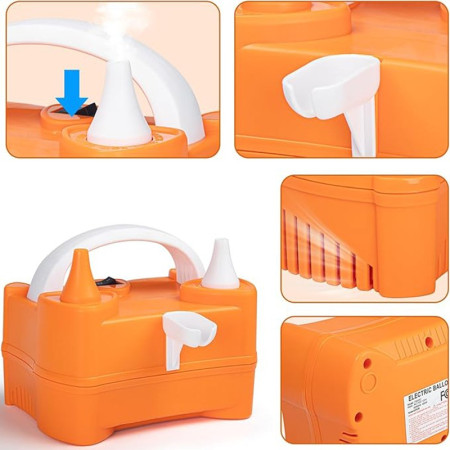 Pompa Electrica de Umflat Baloane, Cyrax, cu Doua Iesiri, 220V, Putere 400W, Accesorii petrecere, Portocaliu