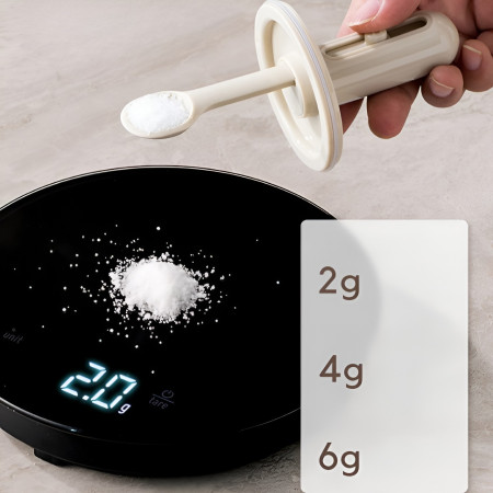 Recipient pentru Depozitarea Condimentelor, Cyrax, Borcan din Sticla, Capac si Lingura Incorporate, Uz Casnic, 300 ml, 7.1x7.1x14.8 cm, Gri