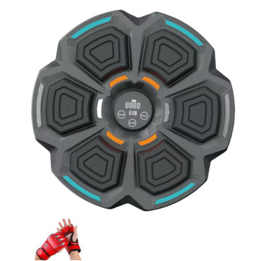 Tinta Lovituri Box Montabil pe Perete, Cyrax, Negru, Difuzor, Bluetooth, Iluminare LED, 41.5 x 6.5 x 42 cm, Manusi Incluse