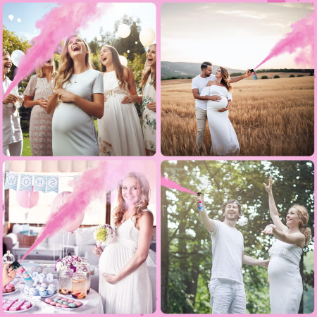 Spray Gender Reveal, Cyrax, 260 ml, din Amidon de Porumb, Dezvaluire Gen Bebelusi, Roz