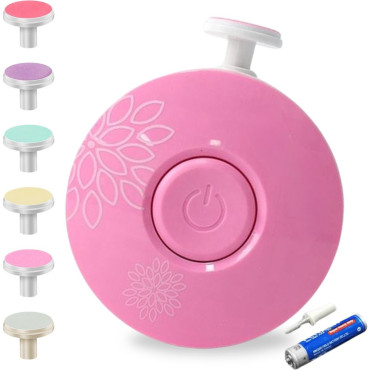 Set Pila Electrica cu Baterie, Cyrax, pentru Copii si Bebelusi, din ABS, 6 Accesorii, Model cu Flori, 6.5 x 1.8 cm, Roz