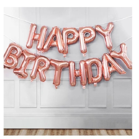 Set baloane folie Cyrax, Happy Birthday, 40 cm, rose gold