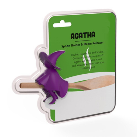 Suport Capac Anti-Varsare, Suport Lingura pentru Oala, Cyrax, Model Vrajitoare, din Silicon, Mov