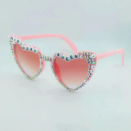 Ochelari Decorativi, Cyrax, Model Birthday Queen, cu Diamante, pentru Aniversari, din PC, 15.3 x 5.7 x 14.5 cm, Roz