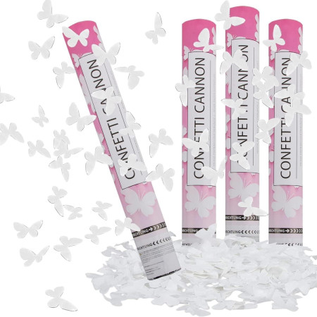 Tun de Confetti, Cyrax, Confetti Cannon 40 cm, Model Fluturi din Hartie, Alb
