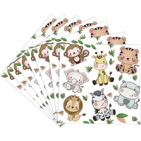 Set 20 de Servetele de Masa, Cyrax, Imprimeu Jungle, din Hartie, 16.5 x 16.5 cm, Multicolor