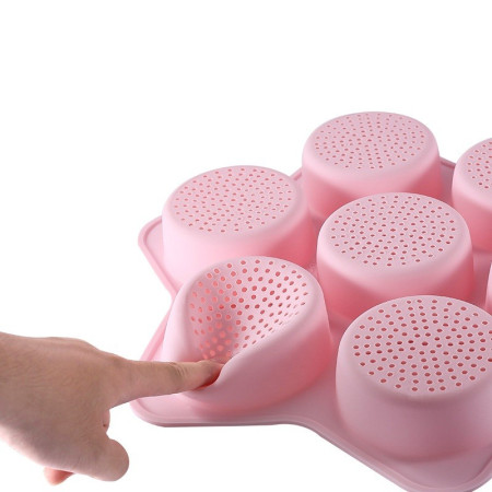 Forme de Silicon pentru Copt, Cyrax, 7 Forme Rotiunde, pentru Burgeri si Prajituri, 38.5 x 4 cm, Roz