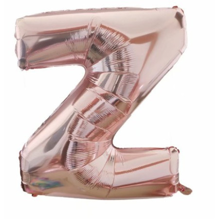 Balon Folie Metalizata Litera Z, Cyrax, 80 cm, Umflati cu Heliu sau Aer, Ambalaj Individual, Pai inclus, Rose Gold