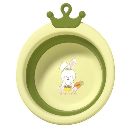 Cada Pliabila pentru Baie pentru Copii, Cyrax, Cadita pentru Bebelusi, Model Rotund cu Iepuras, Verde, 30x31x3.5 cm, 3.3 L