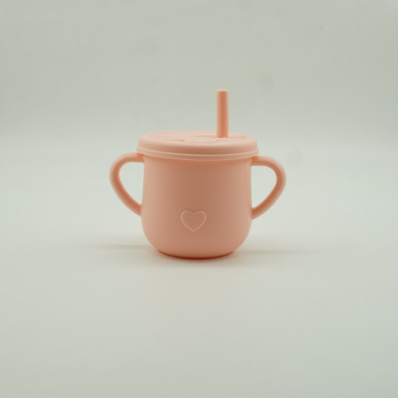 Set 5 piese diversificare bebelusi si copii din silicon Cyrax, baveta, farfurie compartimentata cu ventuza, bol cu ventuza, tacamuri, fara alergeni, roz