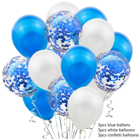 Set 15 baloane pentru petrecere, Cyrax, albastru/ alb, 30 cm