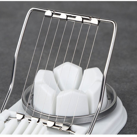 Feliator multifunctional Cyrax pentru oua, mozzarela, fructe, 2 forme de feliere, agatatoare, 20 cm, Alb