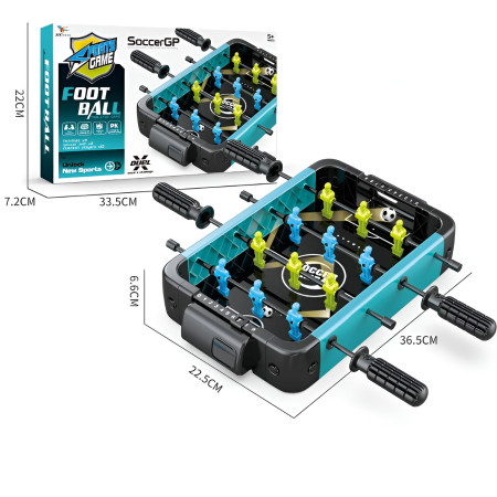 Masa de Fotbal cu Teren si 12 Jucatori Cyrax, 4 Manere, 2 Mingi, cu Tablou Scor, din ABS, 36.5x22.5x6.6 cm, Design Multicolor, pentru Copii/ Adulti