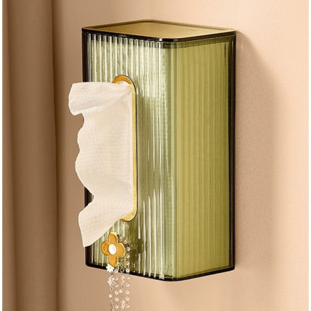 Cutie suport servetele eleganta Cyrax, cu montare pe perete sau dulap, material plastic dur, 21.3 x 8.7 x 12 cm, verde