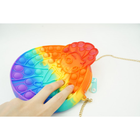 Jucarie antistres din silicon, Cyrax, Pop It Now and Flip It, Geanta de umar, Mica printesa Elsa, Multicolor