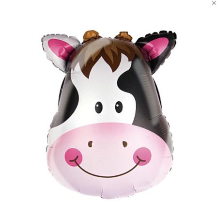 Balon din Folie Metalizata, Cyrax, Mini Figurine Animalute, Model Vacuta, Tematica Aniversare, 45x40 cm, Ambalaj Individual, Pai Inclus, Umflare cu Aer sau Heliu, Multicolor