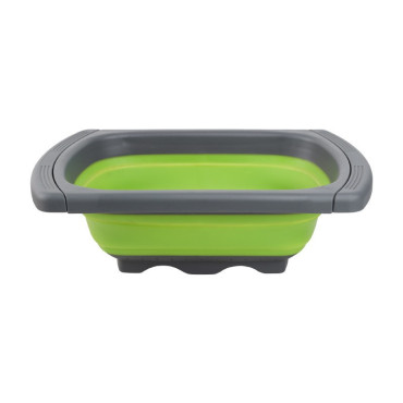 Cos de Scurgere Retractabil pentru Chiuveta, Cyrax, cu Filtru, pentru Fructe si Legume, de Uz Casnic, 39x12 cm, Design Extensibil pana la 61 cm, cu Manere de Prindere, Verde