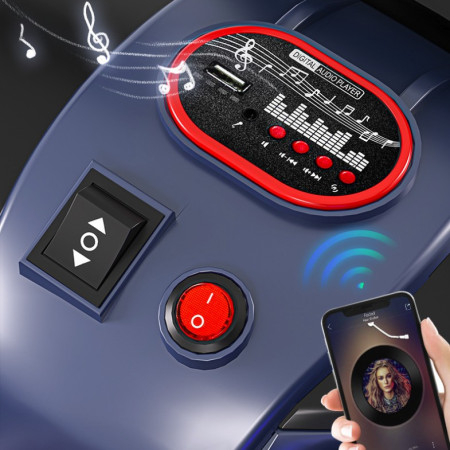 Tricicleta Electrica pentru Copii, Cyrax, cu 2 Acumulatoare 380*2, tip 6V7, Telecomanda, Bluetooth, Sistem Anti-Rasturnare, Sistem de Lumini si Sunet, 6+ Ani, 95 x 58 x 45 cm, Rosu Negru