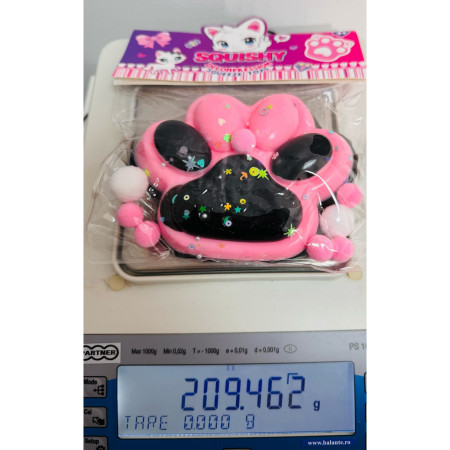 Jucarie Antistres Squishy, Cyrax, cu Revenire Lenta, Model Labuta de Pisica, cu Stelute, 12 cm, 220g, Pinch Family, Ambalaj Transparent, Roz Negru