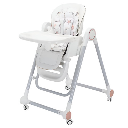 Scaun de Masa pentru Bebelusi si Copii, Cyrax, Tavita si Husa Detasabile, Multifuncțional, Stabil, Centura de Siguranta, Inaltime Ajustabila, Spatar Reglabil Moale, Balansoar, de la 6 Luni, Alb