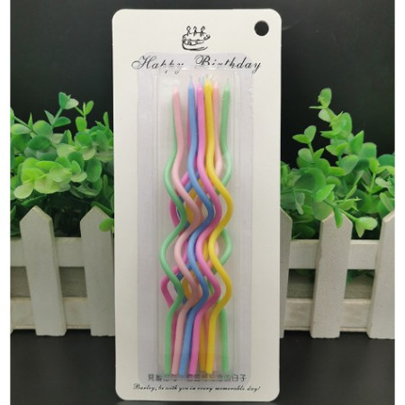 Set 10 Lumanari de Tort, Cyrax, Model Spiralat, 17 x 0.34 cm, din Ceara, Multicolor