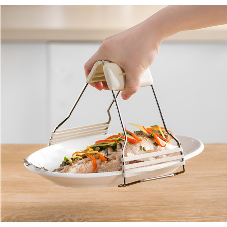 Clema pentru Boluri, Cyrax, Anti-Alunecare, din Silicon, de Uz Casnic, Rezistent la Temperaturi Inalte, 17.6x11.5x5.15cm, Gri