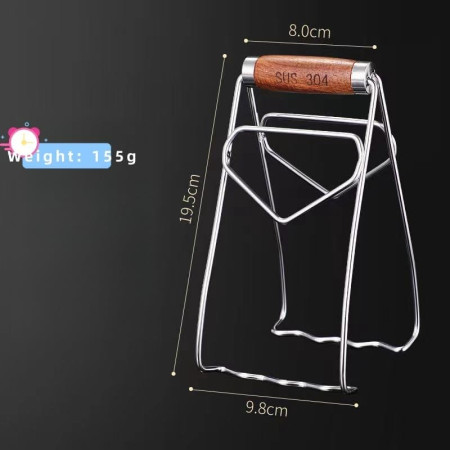 Clema pentru Boluri, Cyrax, Anti-Alunecare, din Otel Inoxidabil, Extindere, pentru Oale, Tigai, de Uz Casnic, Rezistent la Temperaturi Inalte, 19.5x9.8x8 cm, Maner Maro, Gri