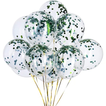 Set 15 baloane pentru petrecere, Cyrax, alb/verde, 30 cm