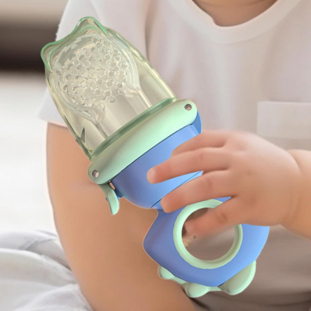 Suzeta pentru Fructe, Cyrax, pentru Bebelusi, din Silicon Alimentar, +4 Luni, 2 mm Grosime Gauri Tetina, 12.4 x 5.1 x 4.7 cm, Albastru