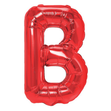 Balon Folie Metalizata Litera B, Cyrax, 40 cm, Umflati cu Heliu sau Aer, Ambalaj Individual, Pai inclus, Rosu