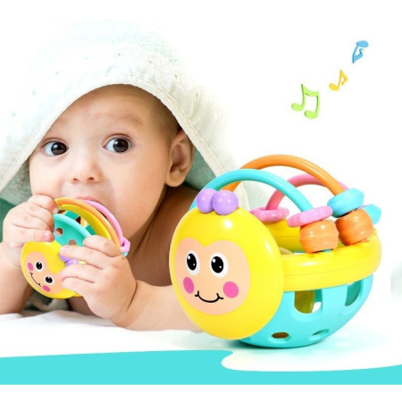 Jucarie Minge pentru Bebelusi, Cyrax, pentru Dentitie, Interactiva, 0-12 Luni, Galben-Multicolor