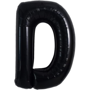 Balon din folie metalizata, 40 cm, Balon Folie Metalizata Litera D, Cyrax, 40 cm, Umflati cu Heliu sau Aer, Ambalaj Individual, Pai inclus, Negru, Litera D