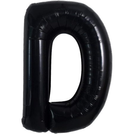 Balon din folie metalizata, 40 cm, Balon Folie Metalizata Litera D, Cyrax, 40 cm, Umflati cu Heliu sau Aer, Ambalaj Individual, Pai inclus, Negru, Litera D