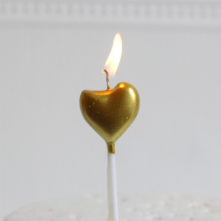 Lumanare de Tort, Cyrax, Model Inima, Party, 8.5 x 3 cm, Auriu