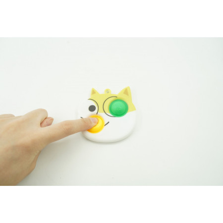 Cyrax Jucarie senzoriala antistres, Simple Dimple, Breloc cu 2 bulinute, Pisicuta, Multicolor