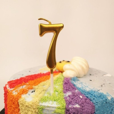 Lumanare de Tort, Cyrax, Model Cifra 7, Party, 4.5 x 2.5 cm, din Parafina, Auriu