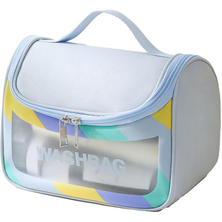 Geanta Cosmetice de Voiaj Cyrax, Impermeabila, Translucida Mata, 22 x 16 x 14 cm, Albastru