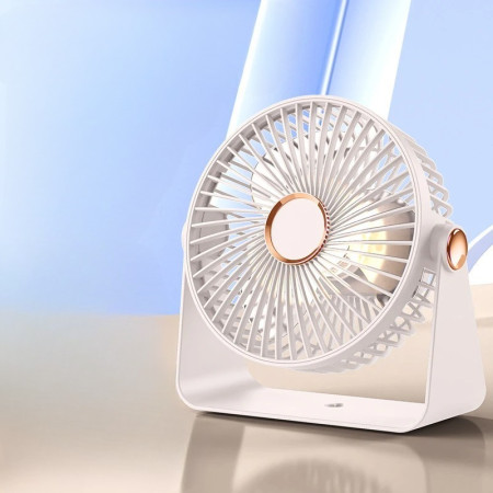 Ventilator 2in1,  de Masa/de Perete, Incarcare USB, 3.7 V, 4.5 W, 1200 mAh, 17.5 x 17 x 7.6 cm, Alb