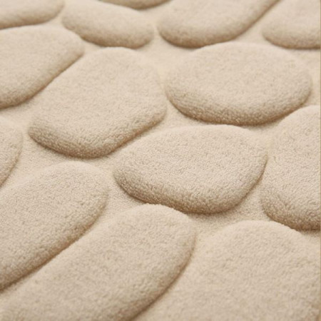 Covoras pentru Baie Antiderapant,  Uscare Rapida, Model 3D Piatra, 40x60 cm, Bej