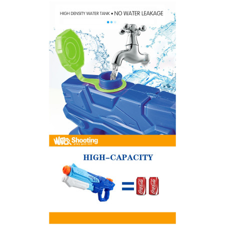 Pistol cu Apa pentru Copii, Rezervor, Pentru Piscina/Plaja, Cyrax, 6ani+,  Albastru, 600ML