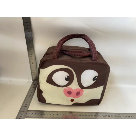 Geantă Frigorifică, Cyrax, cu Desene Animat, Portabilă pentru Copii, de Prânz, din Pânză Oxford, 22x14x19 cm, Model Porc, Maro