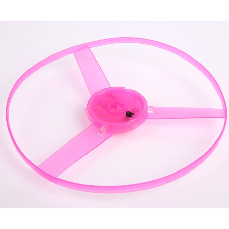 Jucarie Disc Zburator, Distractiv pentru Copii, Cyrax, Aruncator Manual din Plastic, cu Lumini, Roz