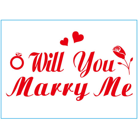 Sticker Autocolant, Cyrax, Tematica Nunta, Model Scris Will You Marry Me, 21x29 cm, Rosu