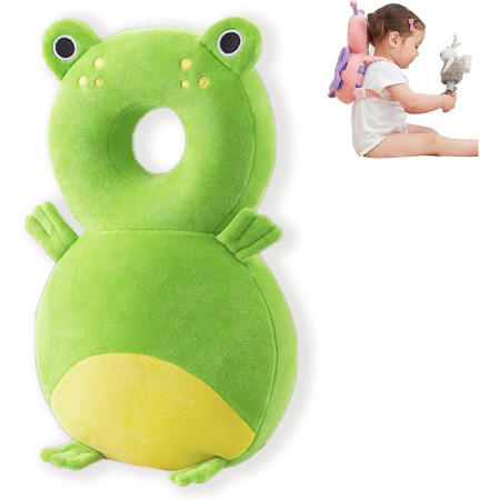 Perna tip Rucsac pentru Protectia Capului,  Tetiera tip Broscuta, pentru Bebelusi, 33x6x19 cm, 180 g, Verde