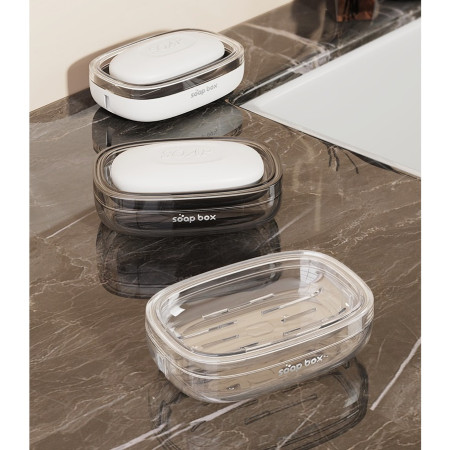 Savoniera,  Pentru Blat, PET, Scurgere Optima, Gri Transparent